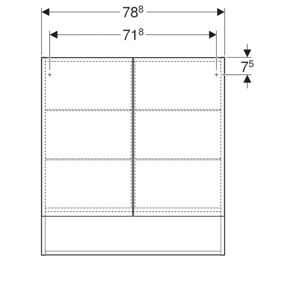 DULAP CU OGLINDA 80 CM SELNOVA SQUARE CU DOUA USI, NUC AMERICAN HICKORY DESCHIS